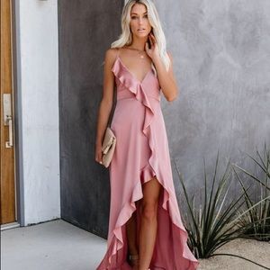 Satin Ruffle Maxi Dress